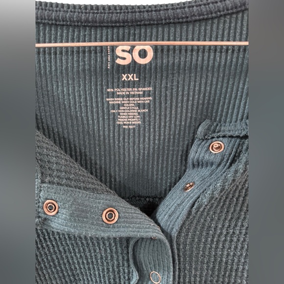 SO Deep Teal Ribbed Button-Up Top - Picture 2 of 5